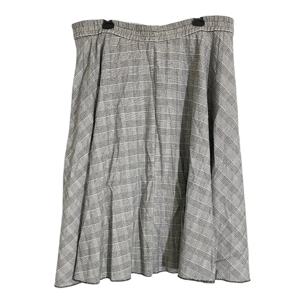 Stella Jean Pleated Midi Skirt Black & White Houndstooth Plaid Size IT 44 / US 8